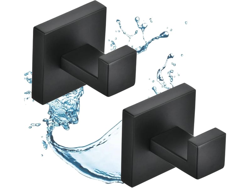  2 pièces crochet de salle de bain noir, mural home patère à crochets, en acier inoxydable sus304  - Conforama A