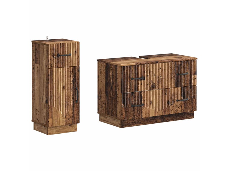  Ensemble de 2 meubles de salle de bain hoorn bois ancien cf63179  - Conforama A
