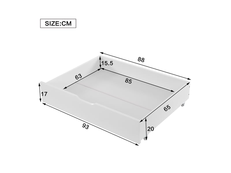 Lit superposé enfant 90x200 cm avec 2 tiroirs, étagères ouvertes et échelle 5 marches, bois blanc et naturel, sans matelas  - Conforama D