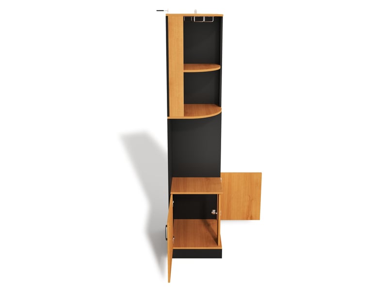 Buffet de cuisine d’angle 40x40x182 cm avec porte-verres et rangement noir - Conforama E