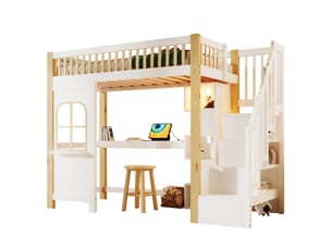 Lit mezzanine 90x200 cm <strong>OKWISH</strong>  <strong></strong> coloris bicolore