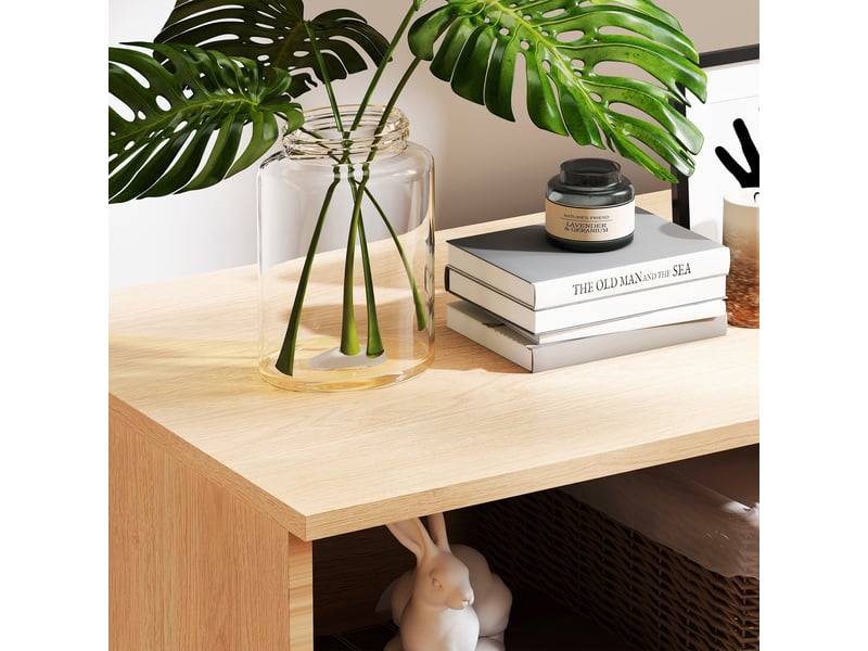 Table de chevet rustique avec porte tressée et tiroir, meuble de rangement mdf effet bois pour chambre ou salon, 60x40x63 cm - Conforama D