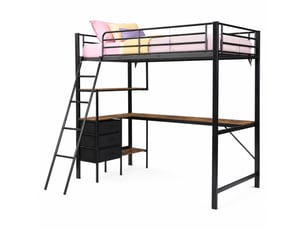 Lit mezzanine 90x200 cm MEUBLIV coloris noir