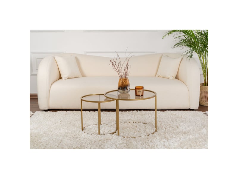 Tables basses gigognes en verre trempé et métal doré et bronze ø60 et ø42 cm lot de 2 - Conforama C