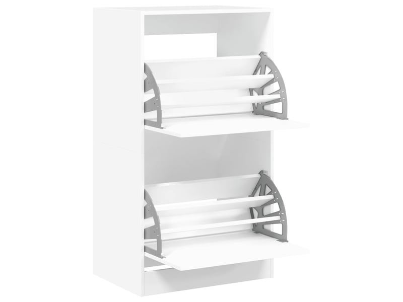  Meuble à chaussure | armoire à chaussures 2 tiroirs rabattables blanc 60x42x108 cm  - Conforama E
