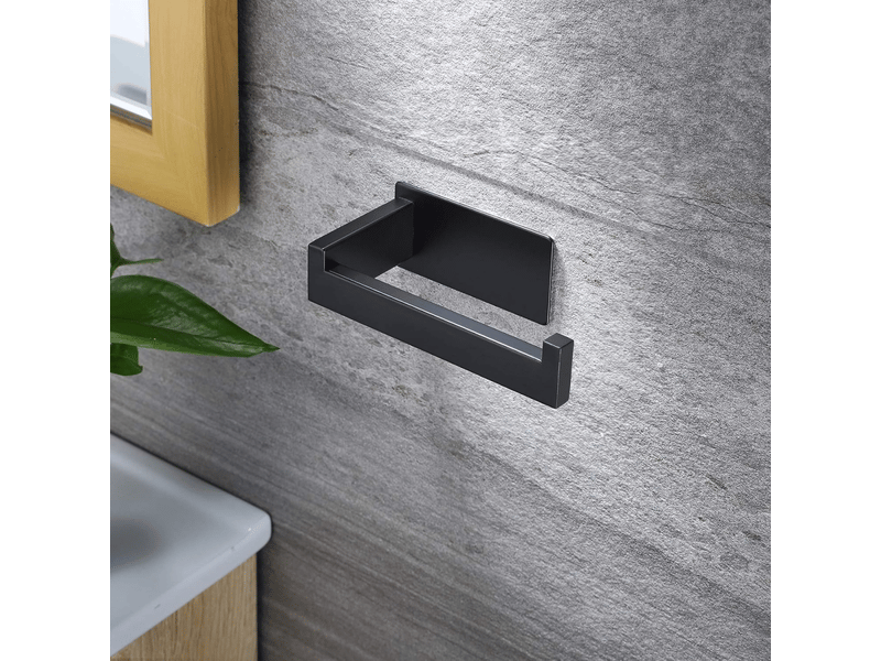  Porte-papier toilette noir, pour salle de bain et cuisine, en acier inoxydable sus 304, auto-adhésif  - Conforama C