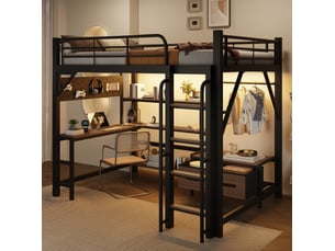 Lit mezzanine 140x200 cm <strong>MODENUIT </strong>  <strong></strong> coloris noir