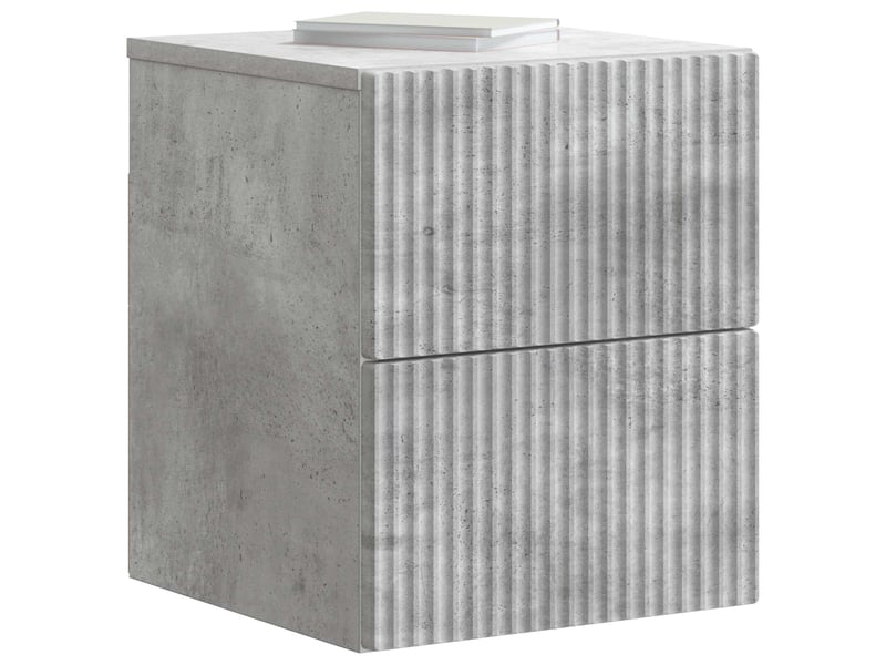  Table de chevet - cabinet de chevet - table de nuit mural 2 pièces gris béton 33 x 34,5 x 40 cm  - Conforama B