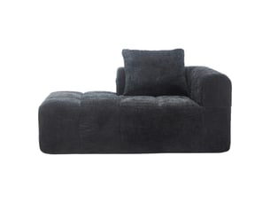Canapé méridienne corda, noir, sans montage, coussin moelleux, poches latérales, design élégant