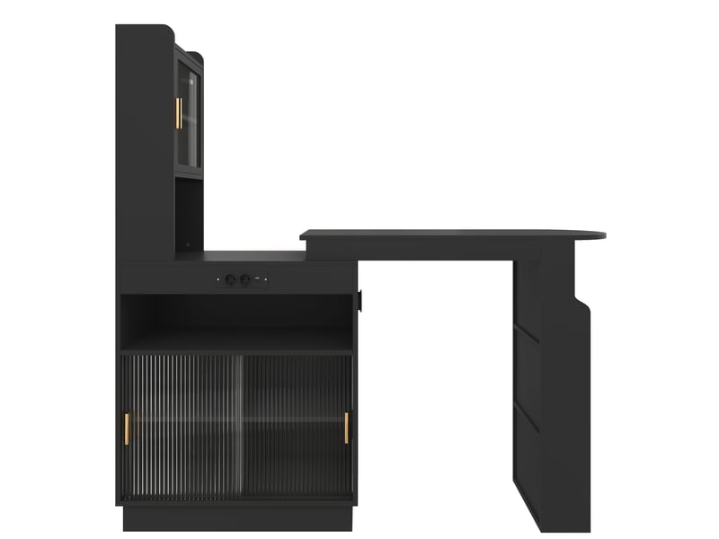 Table de bar extensible avec rangement, led, usb et prises, noir, 131–170 x 40 x 170 cm - Conforama A