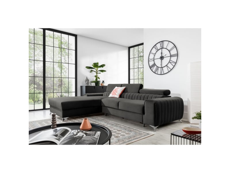 Canapé d'angle gauche gris foncé convertible 3 places jayson grand confort  - Conforama E