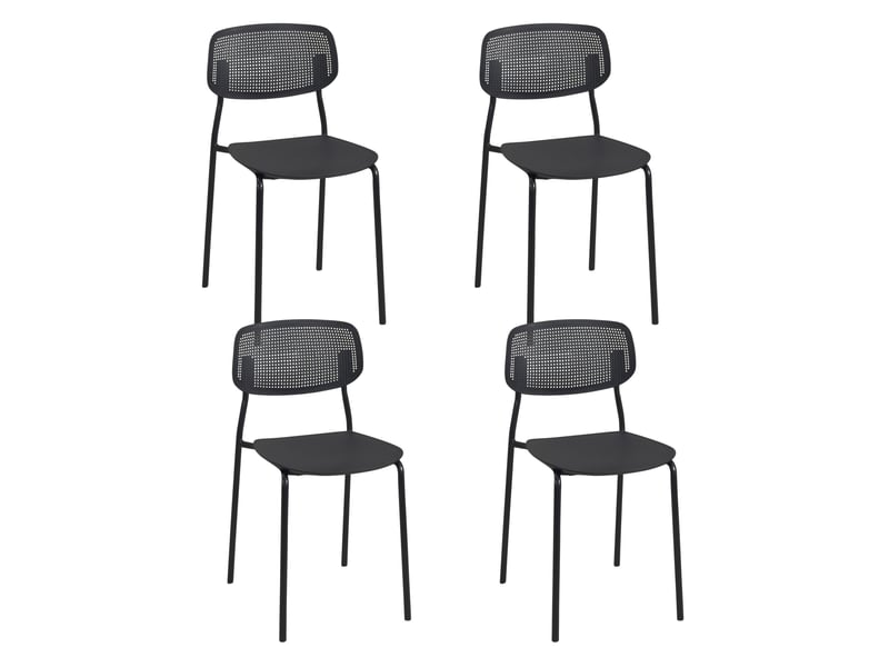  Lot de 4 chaises de cuisine empilables aza noires 482-AZA-NOIR - Conforama A