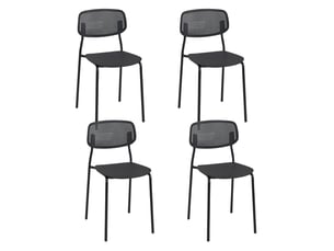 Lot de 4 chaises de cuisine empilables aza noires