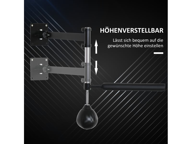 Support de boxe mural pliable avec speedball et barre de réaction 360°, hauteur réglable, pour entraînement adulte - Conforama B
