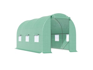 Serre tunnel 445x190x200 cm avec fenêtres métal vert
