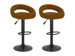 Lot de 2 tabouret de bar, chaise de bar marron velours shl25679