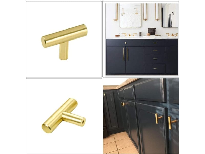  Lot 10 poignées t 50mm inox brossé, or pour armoires et tiroirs de cuisine – rw  - Conforama C