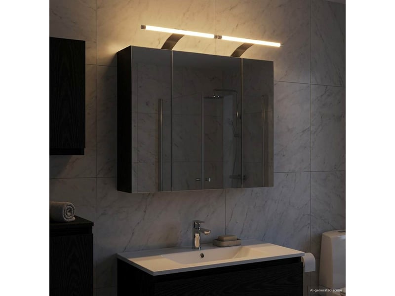 Amoire de salle de bain, meuble de salle de bain avec miroir chêne noir shl2530 - Conforama D