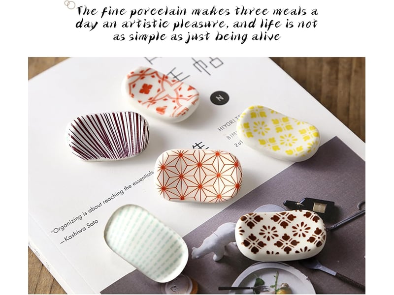 Baguettes en céramique support, porte-baguettes en céramique imprimé à la main repos cuillère fourchette style japonais porte-bague - Conforama C