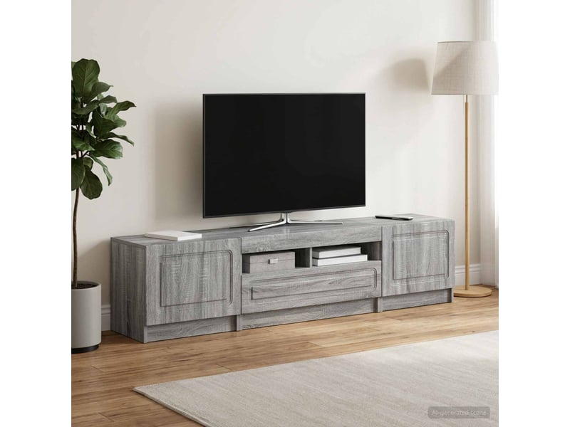  Meuble tv - banc tv - meuble de rangement led utrecht 3 pcs sonoma gris bois d'ingénierie  - Conforama C