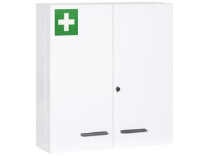 Armoire à pharmacie 6 étagères avec serrure et 2 clés de sécurité, 55x18x60 cm, blanc