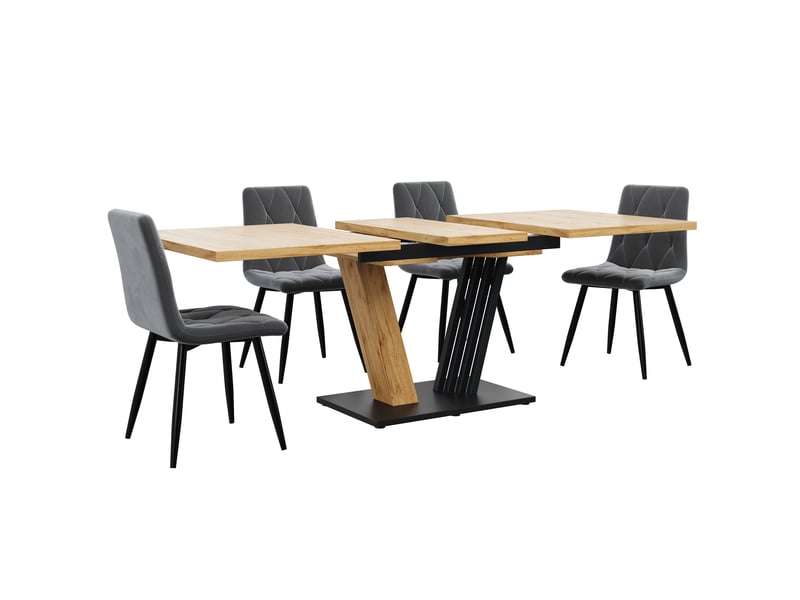  Table à manger rectangulaire extensible 120-160 x 80 cm, plateau mdf effet bois, pieds forme papillon réglables, design moderne pour salle à manger  - Conforama D
