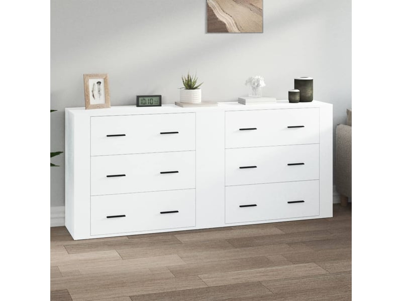 Buffets 2 pcs - bahut - meuble de rangement blanc bois d'ingénierie  - Conforama B