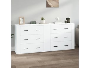 Buffets 2 pcs - bahut - meuble de rangement blanc bois d'ingénierie