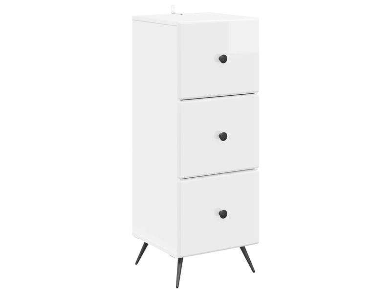  Armoire de rangement bureau, armoire à tiroirs blanc brillant 33 x 34,5 x 90 cm shl9309  - Conforama A