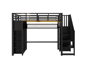 Lit mezzanine 90x200 cm <strong>BIQZUYA</strong>  <strong></strong> coloris noir