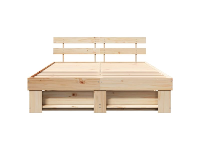  Lit double- lit adulte -  cadre de lit avec tête de lit marron 140 x 200 cm pin massif  - Conforama D