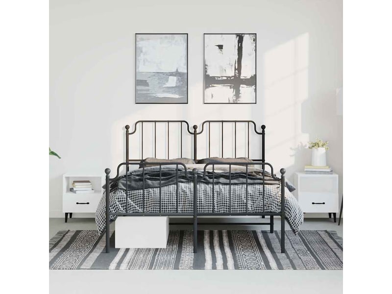  Lit double- lit adulte -  cadre de lit métal sans matelas avec pied de lit noir 150x200cm  - Conforama B