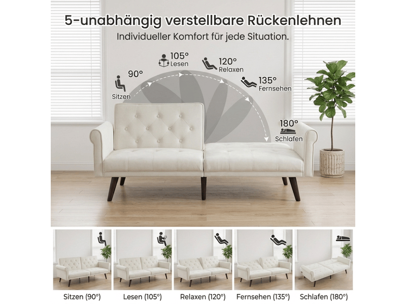  Canapé convertible, canapé-lit – beige, dossier réglable, pour chambre, pour salon  - Conforama C