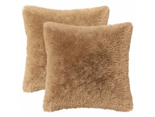 Lot de 6 coussins avec oreiller, coussins décoratifs heerlen taupe fleece pv cf50899