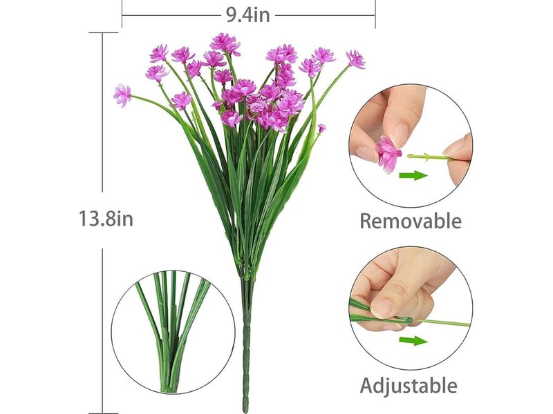  Plante fleurie artificielle,12 pièces fleurs artificielles extérieures résistant aux uv arbustes plantes pour intérieur extérieur suspendu planteur cuisine maison bureau（6 couleurs) - rwplante fleurie  - Conforama E