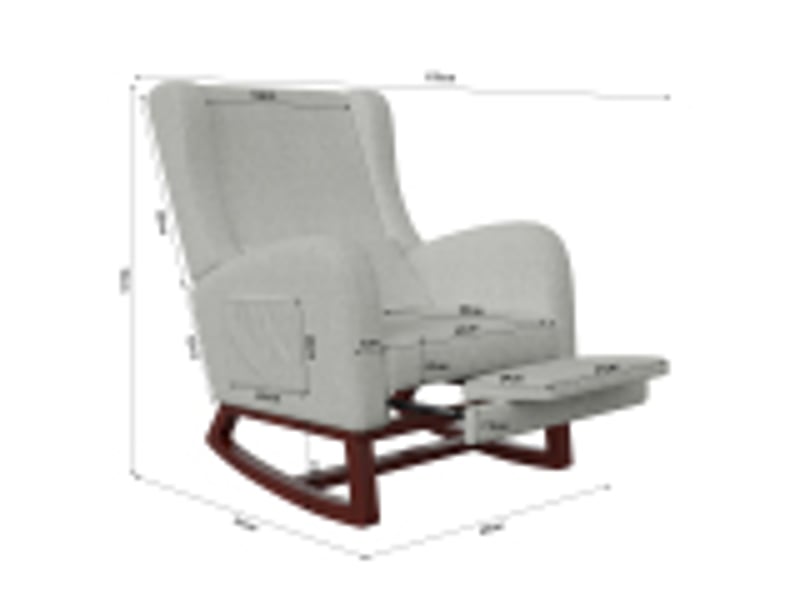  Fauteuil à bascule avec repose-pieds, chaise d'allaitement avec poche latérale, rocking chair avec pieds en bois massif pour salon, chambre, gris  - Conforama B