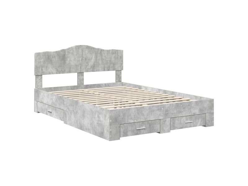 Lit double- lit adulte - cadre de lit gris béton 150 x 200 cm bois d'ingénierie - Conforama C