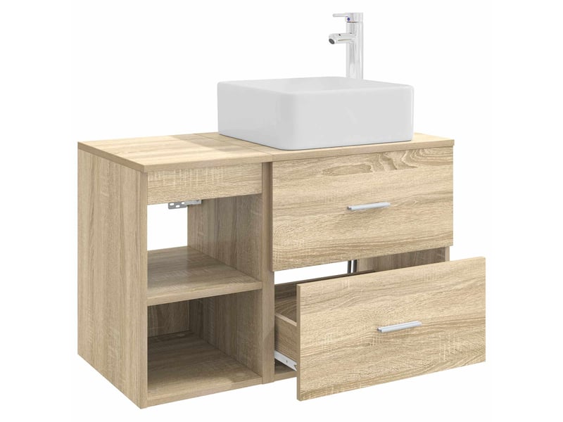 Ensemble de mobilier de salle de bain 2 pcs chêne sonoma shl4756 - Conforama D