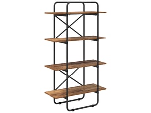 Étagère 4 niveaux, étagère de rangement 80 x 35 x 140 cm pb bois de chêne