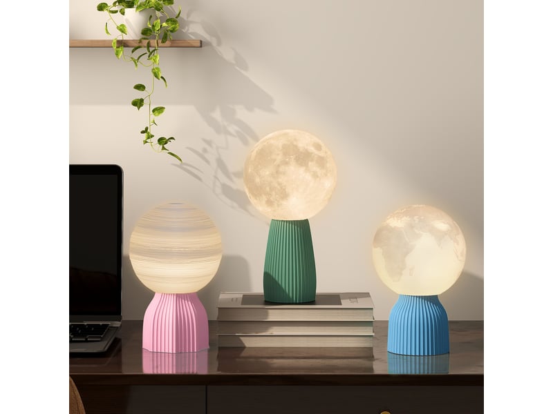  Ensemble de 3 lampes de chevet 3d blanches, 3 couleurs, 10 niveaux de luminosité réglables, connexion usb.  - Conforama C