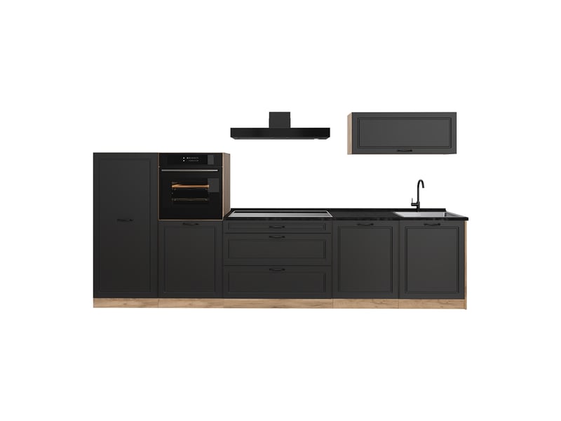Vicco cuisine, anthracite campagnechêne doré, 340cm sans plan de travail - Conforama A