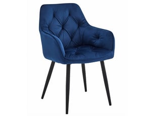 Lot de 2 chaises jork en velours bleu foncé et pieds noirs