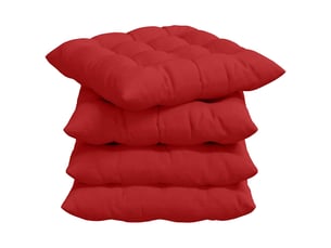 Lot de 4 coussins de siège, coussins décoratifs tissu rouge 40 x 40 x 6 cm cf60027