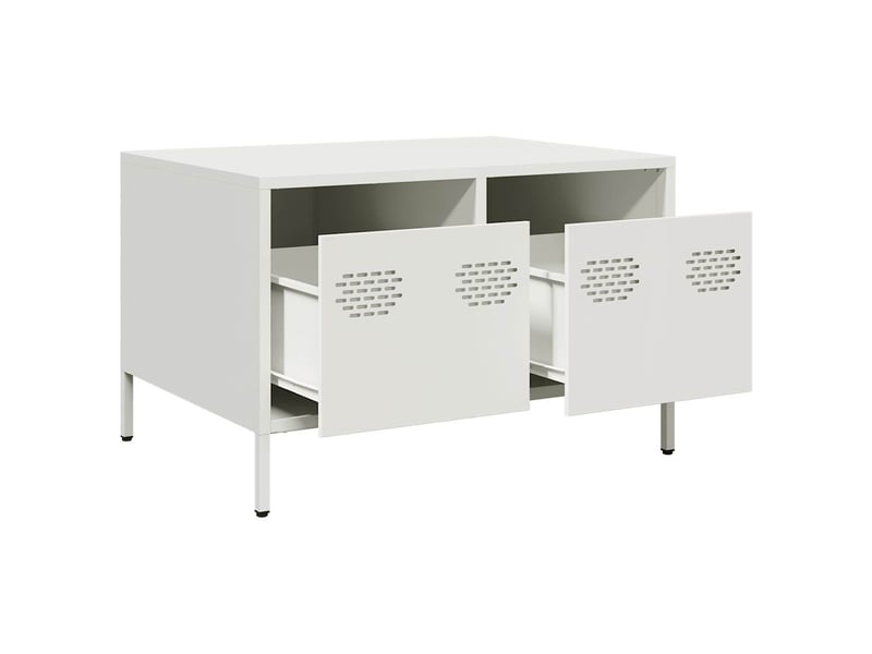  Meuble tv - banc tv - meuble de rangement blanc 68x50x43,5 cm acier laminé à froid  - Conforama E
