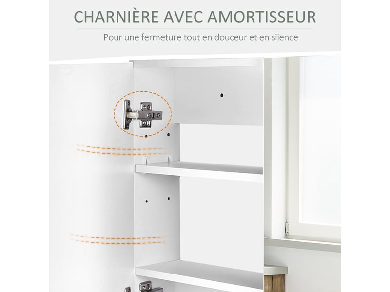  Armoire murale salle de bain avec miroir, 80 x 15 x 60 cm, meuble salle de bain, blanc, armoire de toilette avec double portes et étagères réglables  - Conforama W