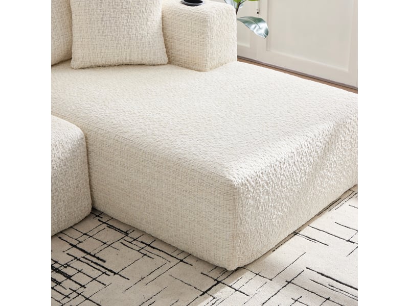  Canapé 3 places modulable avec méridienne en l sans montage 261 x 165 cm velours côtelé  - Conforama D