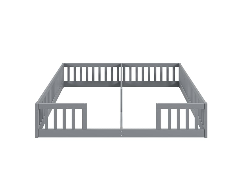  Lit enfant 90x200 cm en pin gris – barrières de sécurité – minimaliste – sans sommier ni matelas  - Conforama E