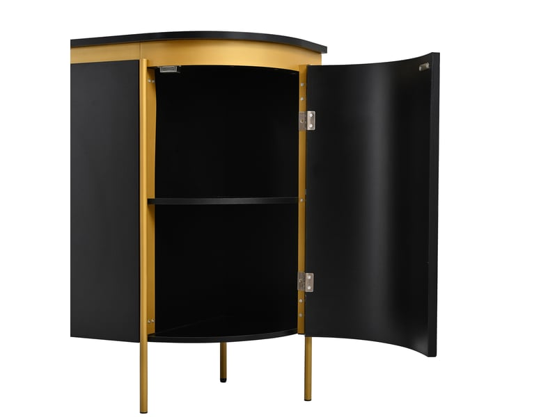  Buffet et enfilade avec 4 portes, étagère intérieure et passe-câbles, pour salon, en mdf noir, 140 × 38 × 80 cm  - Conforama E