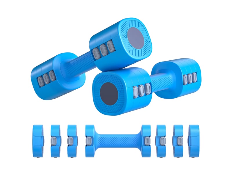  Ensemble d'haltères réglables 4 en 1 (11,522,5 kg) avec poignées antidérapantes et design carré pour salle de sport à domicile  - Conforama B