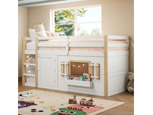 Lit mezzanine 90x200 cm <strong>HAVRYA</strong>  <strong></strong> coloris blanc
